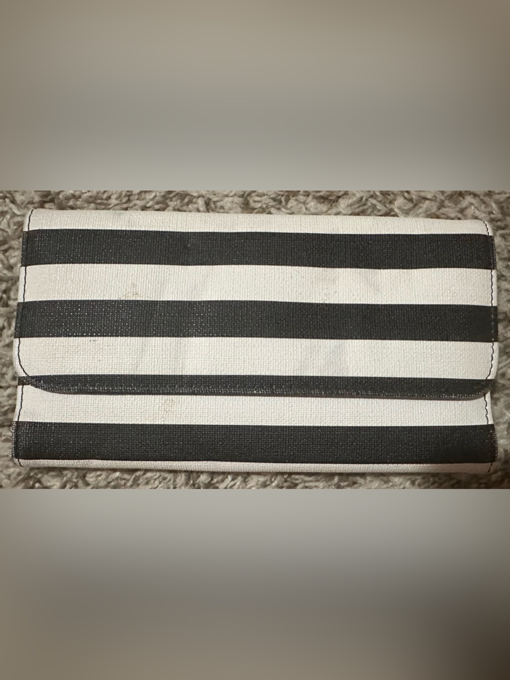 Kut From The Kloth Slim Wallet | Black White Striped Wallet | Vegan Leather - Picture 2 of 4